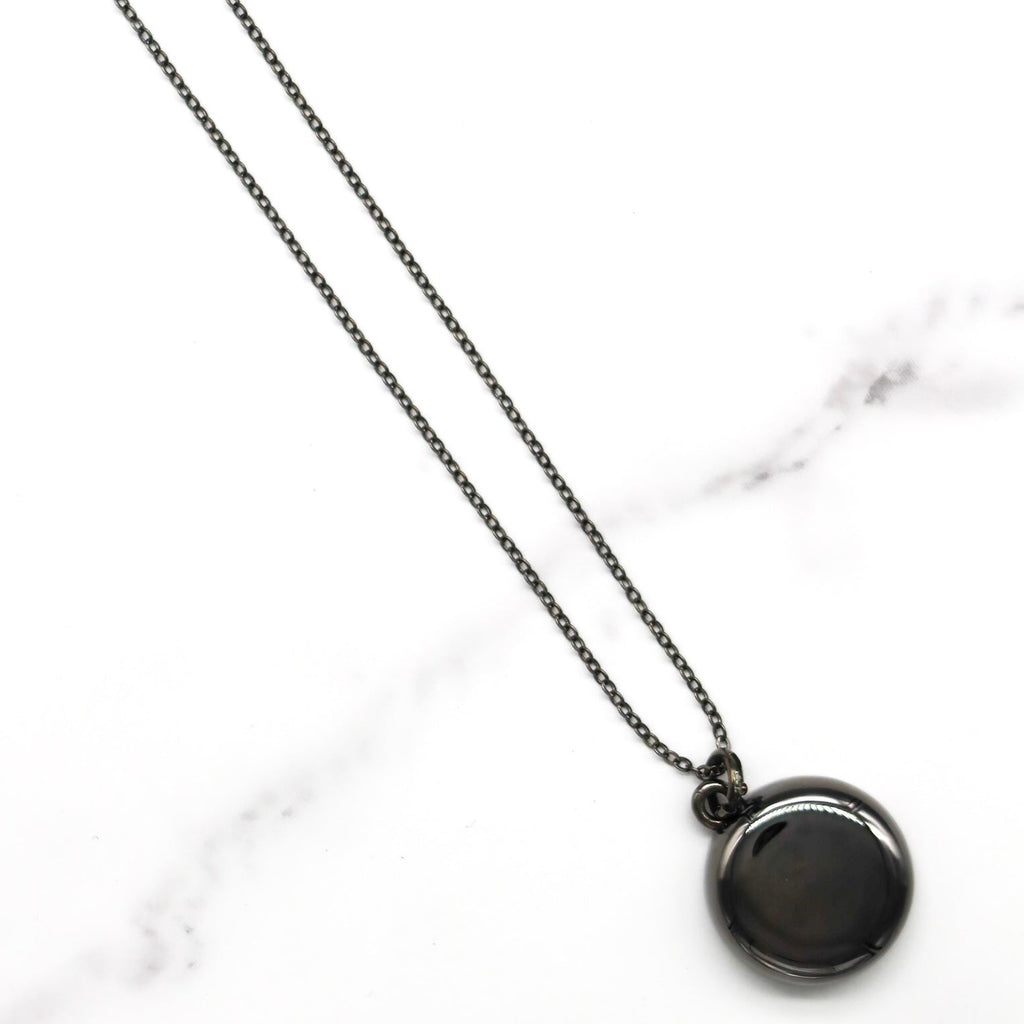 Black Custom Engraved Necklace - Sterling Silver
